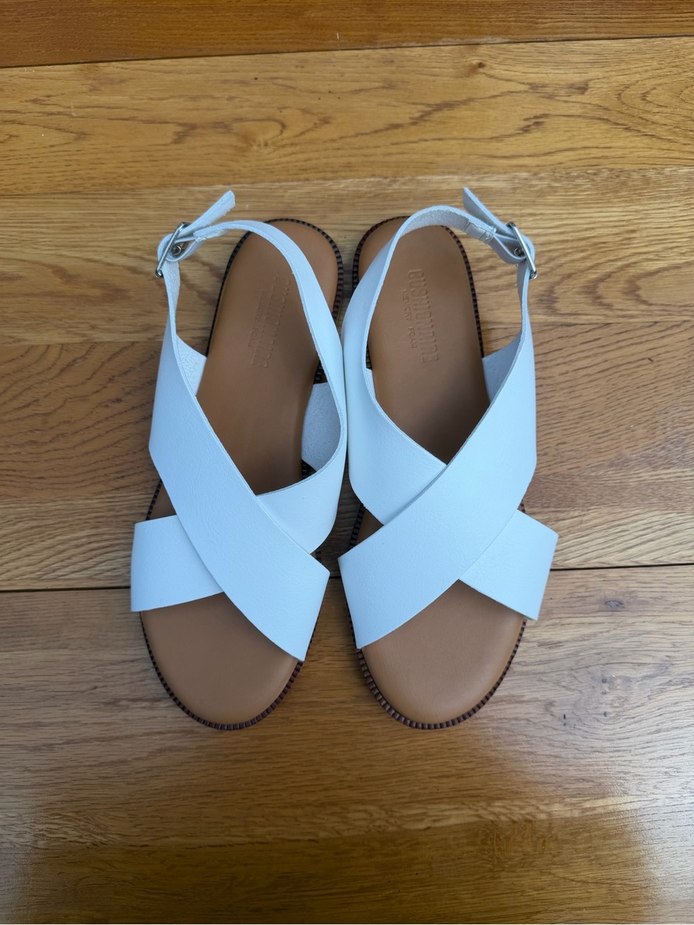 Women’s White Cross-Strap Slingback Sandals
